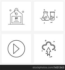 4 Editable Vector Line Icons and Modern Symbols of tag, media, Friday, science, uploaded Vector Illustration