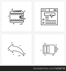 4 Editable Vector Line Icons and Modern Symbols of wallet, left, money, communication, batty Vector Illustration