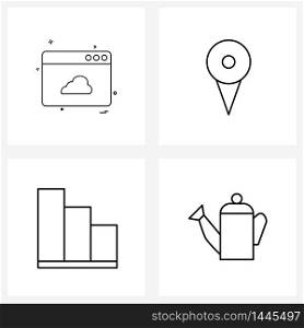 4 Editable Vector Line Icons and Modern Symbols of web, podium, cloud, pin, can Vector Illustration