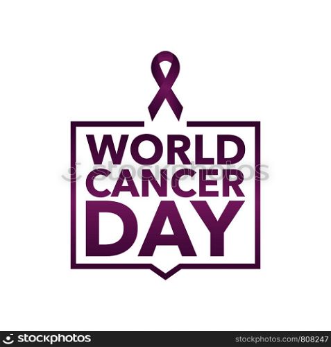 4 February World Cancer Awareness Month Campaign Background with paper Magenta ribbon symbol. Pancreatic Cancer. Vector stock illustration.