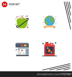 4 Flat Icon concept for Websites Mobile and Apps apple, machine, fitness, ecology, bottle Editable Vector Design Elements
