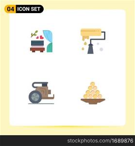 4 Flat Icon concept for Websites Mobile and Apps arch, horses, wedding arch, paint, prince Editable Vector Design Elements