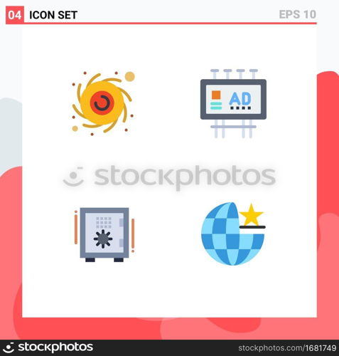 4 Flat Icon concept for Websites Mobile and Apps astronomy, box, advertising, promotion, safe Editable Vector Design Elements