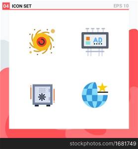 4 Flat Icon concept for Websites Mobile and Apps astronomy, box, advertising, promotion, safe Editable Vector Design Elements