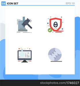 4 Flat Icon concept for Websites Mobile and Apps auction, online experiment, judgement, security, s&le tube Editable Vector Design Elements