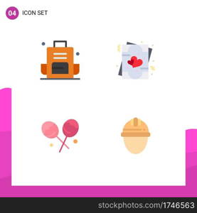 4 Flat Icon concept for Websites Mobile and Apps backpack, candy, outdoors, love, heart lollipop Editable Vector Design Elements