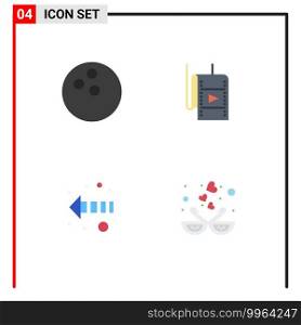 4 Flat Icon concept for Websites Mobile and Apps ball, left, film, theatre, bird Editable Vector Design Elements
