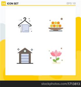 4 Flat Icon concept for Websites Mobile and Apps beach, building, summer, lunch, office Editable Vector Design Elements
