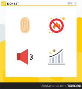 4 Flat Icon concept for Websites Mobile and Apps biometric, volume, fighter, place, graph Editable Vector Design Elements