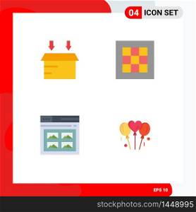 4 Flat Icon concept for Websites Mobile and Apps box, page, grid, area, website Editable Vector Design Elements