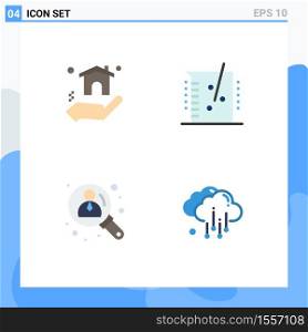 4 Flat Icon concept for Websites Mobile and Apps building, management, acid, chemical lab, search Editable Vector Design Elements