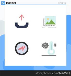 4 Flat Icon concept for Websites Mobile and Apps call, pulse, gallery, nature, flake Editable Vector Design Elements