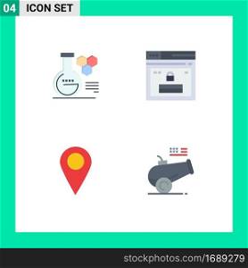 4 Flat Icon concept for Websites Mobile and Apps chemistry, map, education, web, school Editable Vector Design Elements