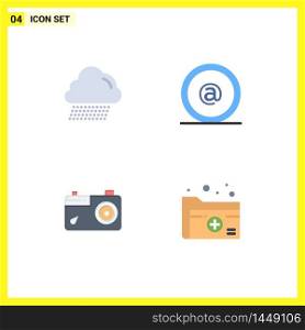 4 Flat Icon concept for Websites Mobile and Apps cloud, picture, address, mail, document Editable Vector Design Elements