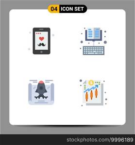 4 Flat Icon concept for Websites Mobile and Apps dad, achievement, mobile, ebook, rocket Editable Vector Design Elements