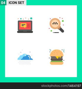 4 Flat Icon concept for Websites Mobile and Apps email, weather, message, taxi, fast food Editable Vector Design Elements