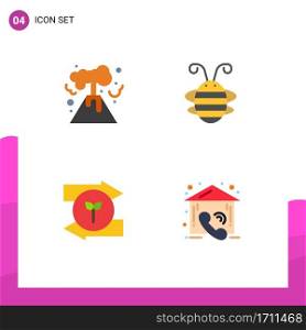 4 Flat Icon concept for Websites Mobile and Apps energy, left, bee insect, ladybird, green eco Editable Vector Design Elements
