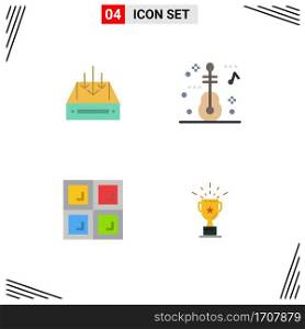 4 Flat Icon concept for Websites Mobile and Apps inbox, construction, container, guitar, window Editable Vector Design Elements