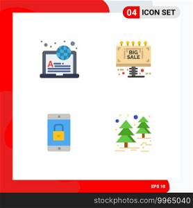 4 Flat Icon concept for Websites Mobile and Apps international, lock, online, sale, mobile Editable Vector Design Elements