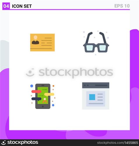 4 Flat Icon concept for Websites Mobile and Apps license to work, valentine&rsquo;s day, identity card, fountain, chat Editable Vector Design Elements
