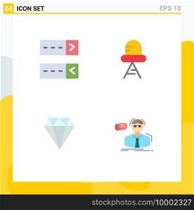 4 Flat Icon concept for Websites Mobile and Apps login, gam, diode, diamond, student Editable Vector Design Elements