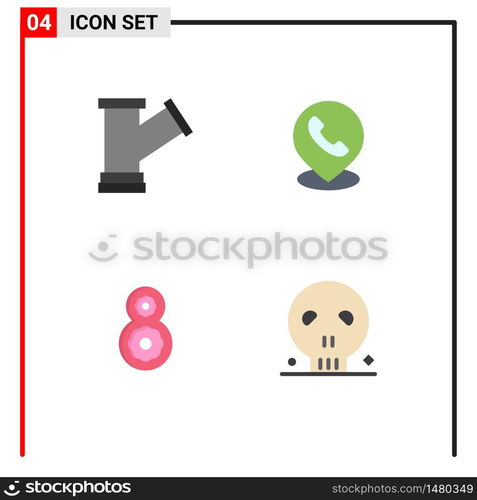 4 Flat Icon concept for Websites Mobile and Apps pipe, th, water, map, bones Editable Vector Design Elements