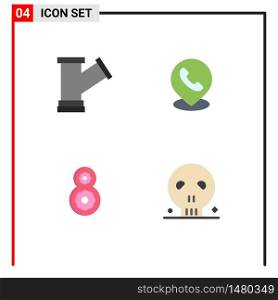 4 Flat Icon concept for Websites Mobile and Apps pipe, th, water, map, bones Editable Vector Design Elements