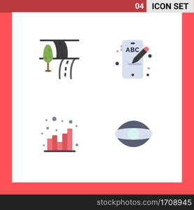 4 Flat Icon concept for Websites Mobile and Apps road, web, mobile, analytics, face Editable Vector Design Elements