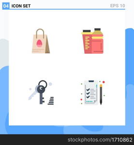 4 Flat Icon concept for Websites Mobile and Apps shopping bag, gdpr, egg, energy, security Editable Vector Design Elements