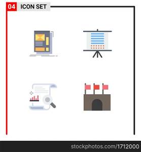 4 Flat Icon concept for Websites Mobile and Apps wire, chart, layout, data, file Editable Vector Design Elements