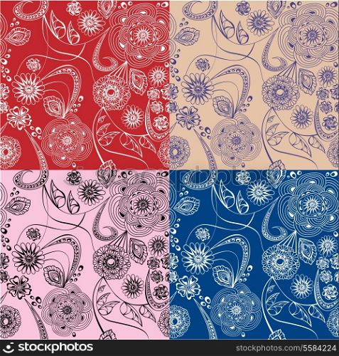 4 floral seamless patterns