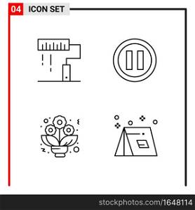 4 General Icons for website design print and mobile apps. 4 Outline Symbols Signs Isolated on White Background. 4 Icon Pack.. Creative Black Icon vector background