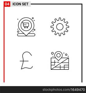 4 General Icons for website design print and mobile apps. 4 Outline Symbols Signs Isolated on White Background. 4 Icon Pack.. Creative Black Icon vector background