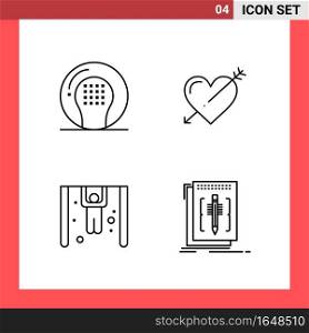 4 Icon Pack Line Style Outline Symbols on White Background. Simple Signs for general designing.. Creative Black Icon vector background