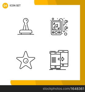 4 Icon Set. Line Style Icon Pack. Outline Symbols isolated on White Backgound for Responsive Website Designing.. Creative Black Icon vector background