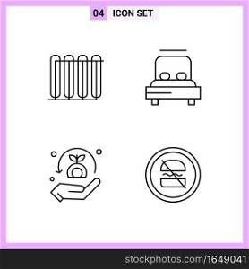 4 Icons in Line Style. Outline Symbols on White Background. Creative Vector Signs for Web mobile and Print.. Creative Black Icon vector background