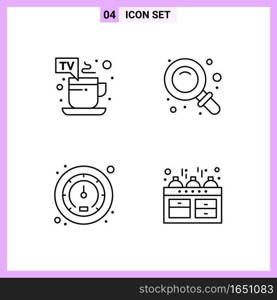 4 Icons in Line Style. Outline Symbols on White Background. Creative Vector Signs for Web mobile and Print.. Creative Black Icon vector background