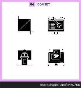 4 Icons in Solid Style. Glyph Symbols on White Background. Creative Vector Signs for Web mobile and Print.. Creative Black Icon vector background