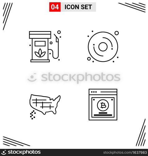 4 Icons Line Style. Grid Based Creative Outline Symbols for Website Design. Simple Line Icon Signs Isolated on White Background. 4 Icon Set.. Creative Black Icon vector background