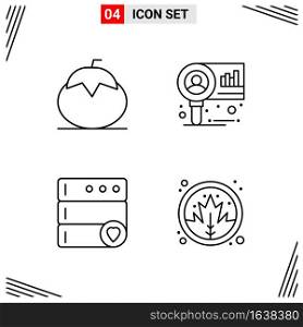 4 Icons Line Style. Grid Based Creative Outline Symbols for Website Design. Simple Line Icon Signs Isolated on White Background. 4 Icon Set.. Creative Black Icon vector background