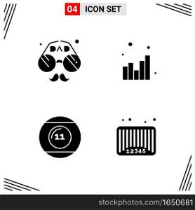 4 Icons Solid Style. Grid Based Creative Glyph Symbols for Website Design. Simple Solid Icon Signs Isolated on White Background. 4 Icon Set.. Creative Black Icon vector background