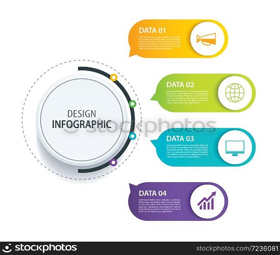 4 infographic design vector and marketing icon.Can be used for workflow layout, diagram, data, option, banner, web design. Business concept with steps processes.