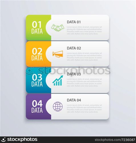 4 infographic tab index banner design vector and marketing template business. Can be used for workflow layout, diagram, annual report, web design. Business concept with steps processes.