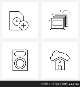 4 Interface Line Icon Set of modern symbols on add, pictures, file, gallery, media Vector Illustration