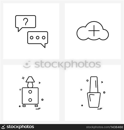4 Interface Line Icon Set of modern symbols on answer, furniture, helpdesk, server, table Vector Illustration