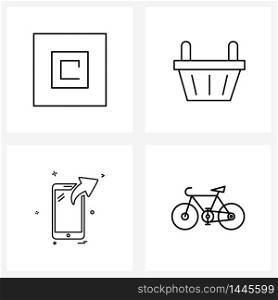4 Interface Line Icon Set of modern symbols on audio, smart phone, player, shopping, bicycle Vector Illustration