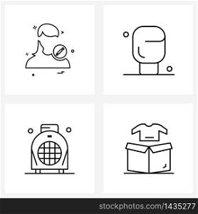 4 Interface Line Icon Set of modern symbols on avatar, gym, avatar, boxing, cold Vector Illustration
