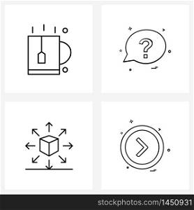 4 Interface Line Icon Set of modern symbols on beverage, drink, conversation, delivery Vector Illustration