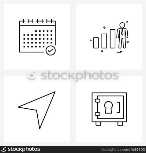 4 Interface Line Icon Set of modern symbols on calendar, rate, event, schedule, cursor Vector Illustration