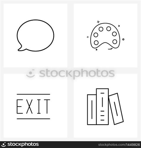 4 Interface Line Icon Set of modern symbols on chat, out, notification, drawing, books Vector Illustration